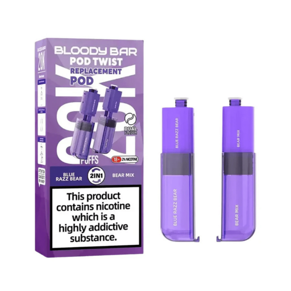 Bloody Bar 20K Pod Twist Blue Razz Bear Bear Mix prefilled pod vape kit