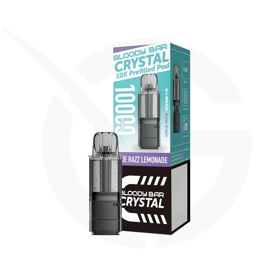 Bloody Bar Crystal 10K Blue Razz Lemonade prefilled pod vape kit
