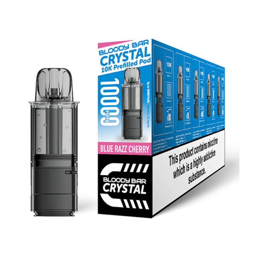 Bloody Bar Crystal 10K Blue Razz Cherry prefilled pod vape kit