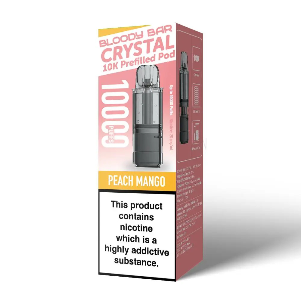 Bloody Bar Crystal 10K Peach Mango prefilled pod vape kit