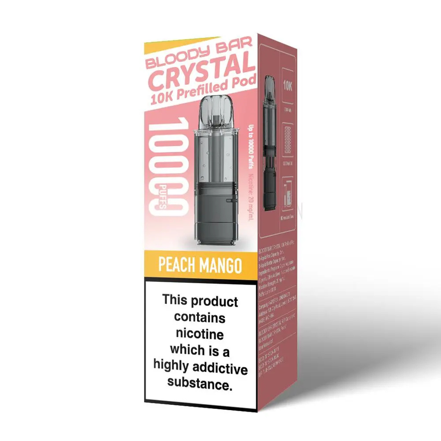 Bloody Bar Crystal 10K Peach Mango prefilled pod vape kit