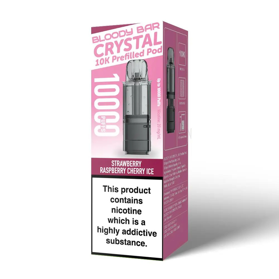 Bloody Bar Crystal 10K Strawberry Raspberry Cherry Ice prefilled pod vape kit