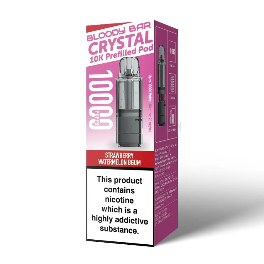 Bloody Bar Crystal 10K Strawberry Blast prefilled pod vape kit
