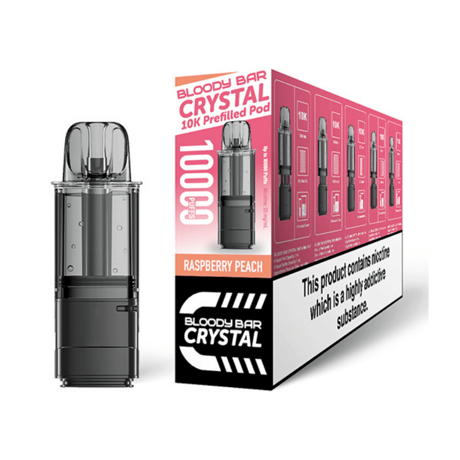 Bloody Bar Crystal 10K Raspberry Peach prefilled pod vape kit