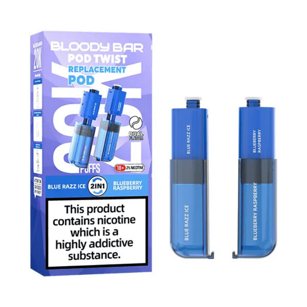 Bloody Bar 20K Pod Twist Blue Razz Ice Blueberry Raspberry prefilled pod vape kit