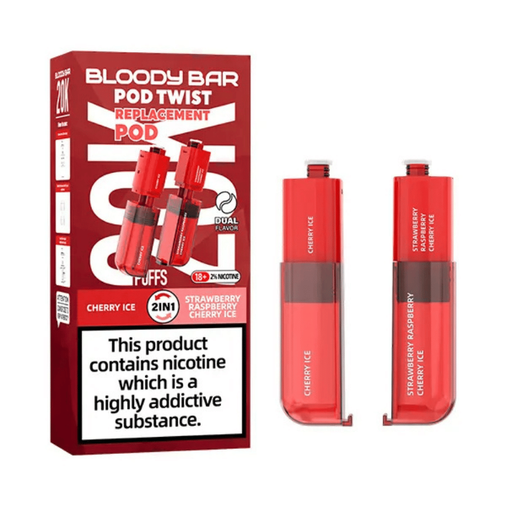 Bloody Bar 20K Pod Twist Cherry Ice Strawberry Raspberry Cherry Ice prefilled pod vape kit