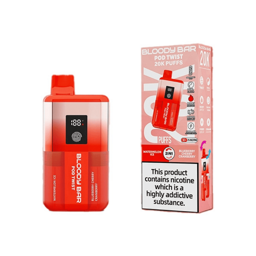 Bloody Bar 20K Pod Twist Watermelon Ice Blueberry Cherry Cranberry prefilled pod vape kit