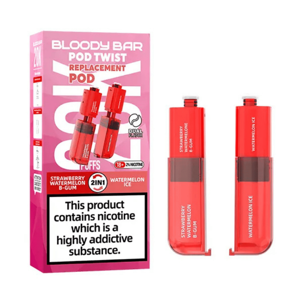 Bloody Bar 20K Pod Twist Strawberry Watermelon B-Gum Watermelon Ice prefilled pod vape kit