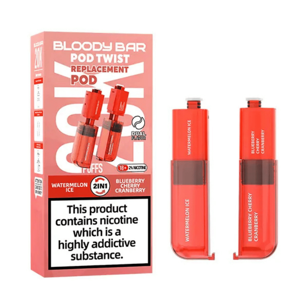 Bloody Bar 20K Pod Twist Watermelon Ice Blueberry Cherry Cranberry prefilled pod vape kit
