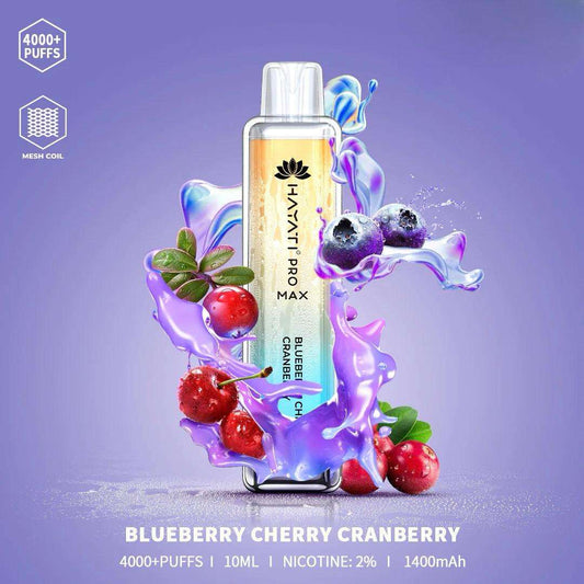 Hayati pro max Blueberry Cherry Cranberry 4000 Puffs - Vape 7 Store