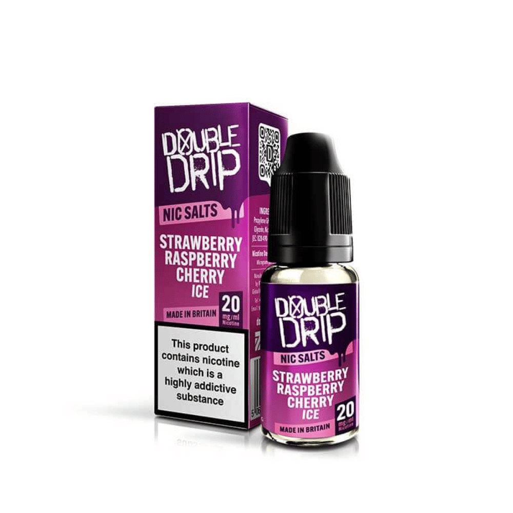 Double Drip Nic Salt Strawberry Raspberry Cherry Ice UK