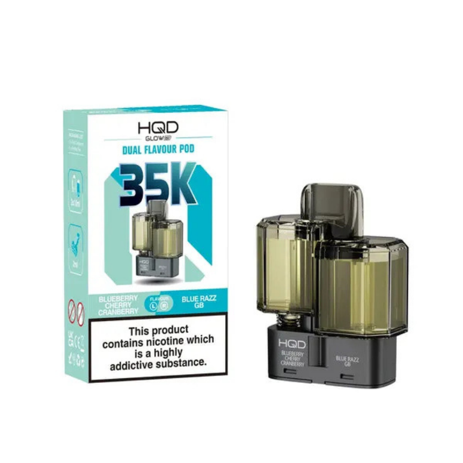HQD Glow Air 35K Blueberry Cherry Cranberry Blue Razz GB prefilled pod vape kit