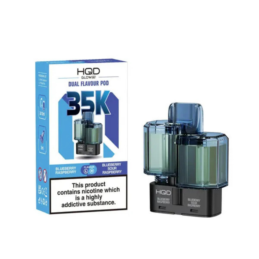HQD Glow Air 35K Blueberry Raspberry Blue Sour Raspberry prefilled pod vape kit