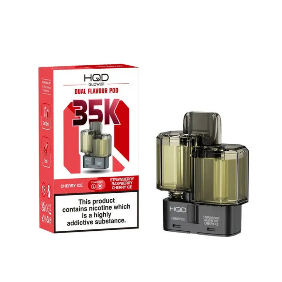HQD Glow Air 35K Cherry Ice Strawberry Raspberry Cherry Ice prefilled pod vape kit
