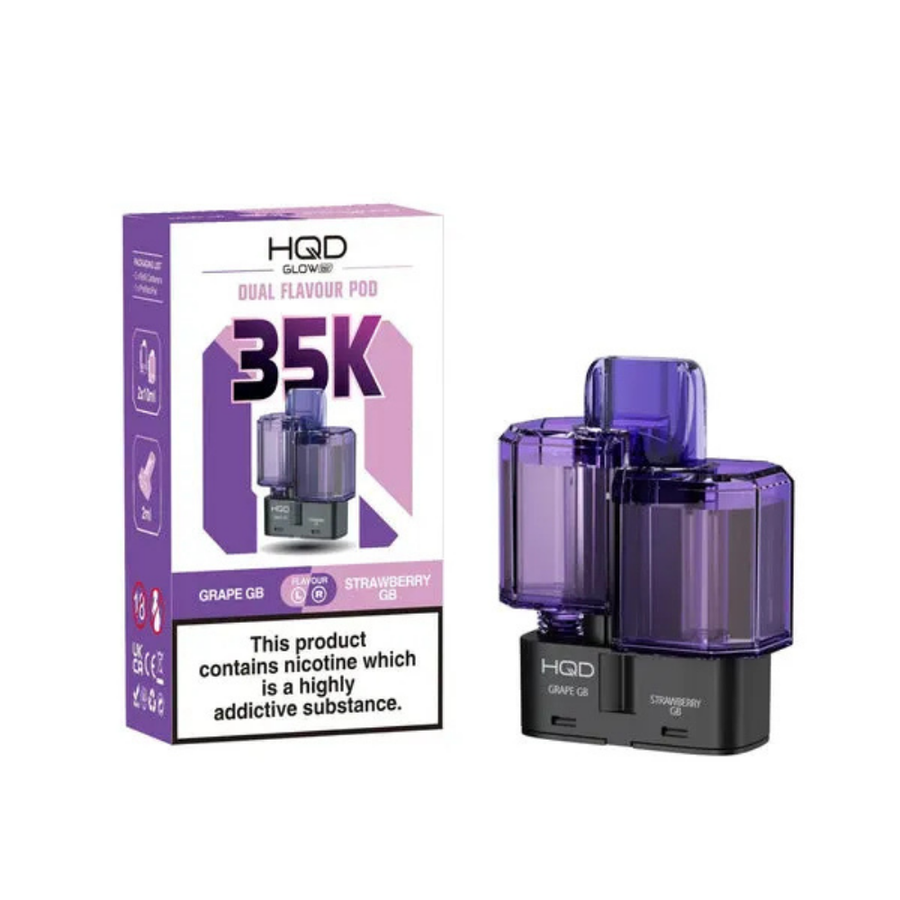 HQD Glow Air 35K Grape GB Strawberry GB prefilled pod vape kit