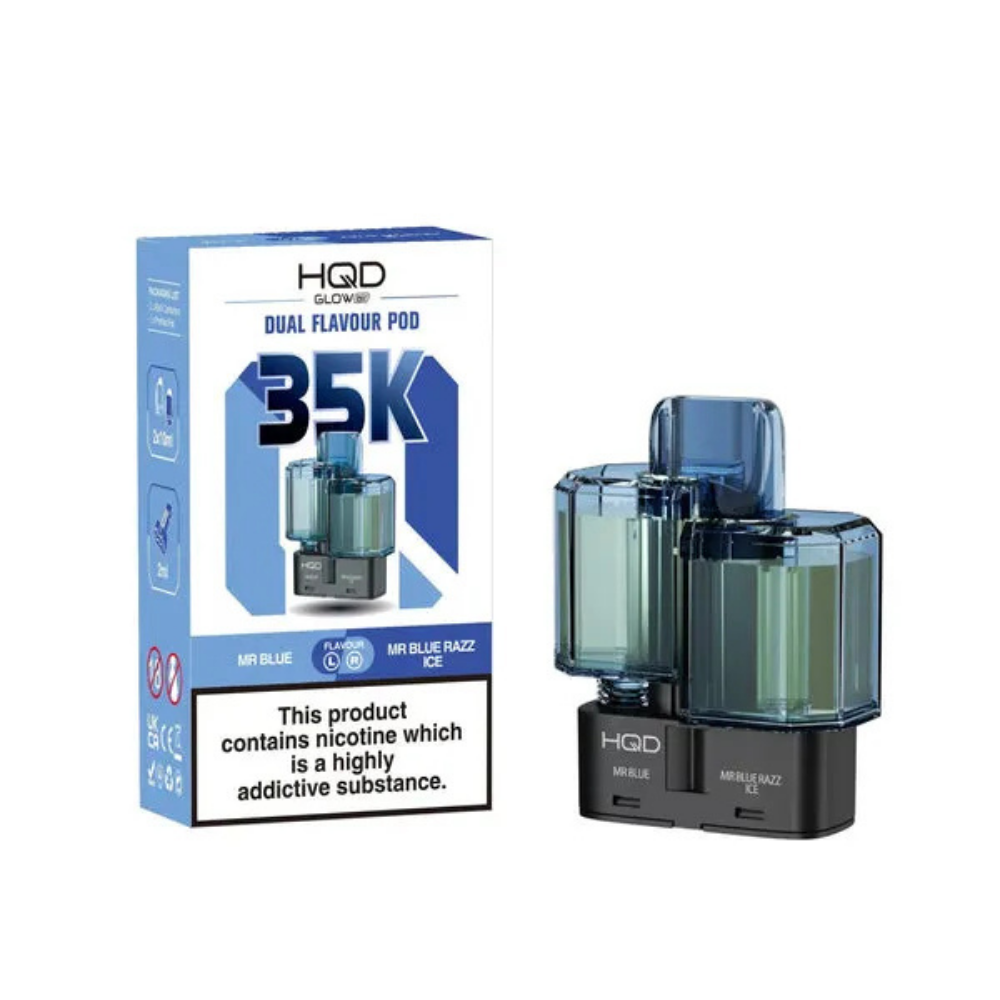HQD Glow Air 35K Mr Blue Mr Blue Razz Ice prefilled pod vape kit