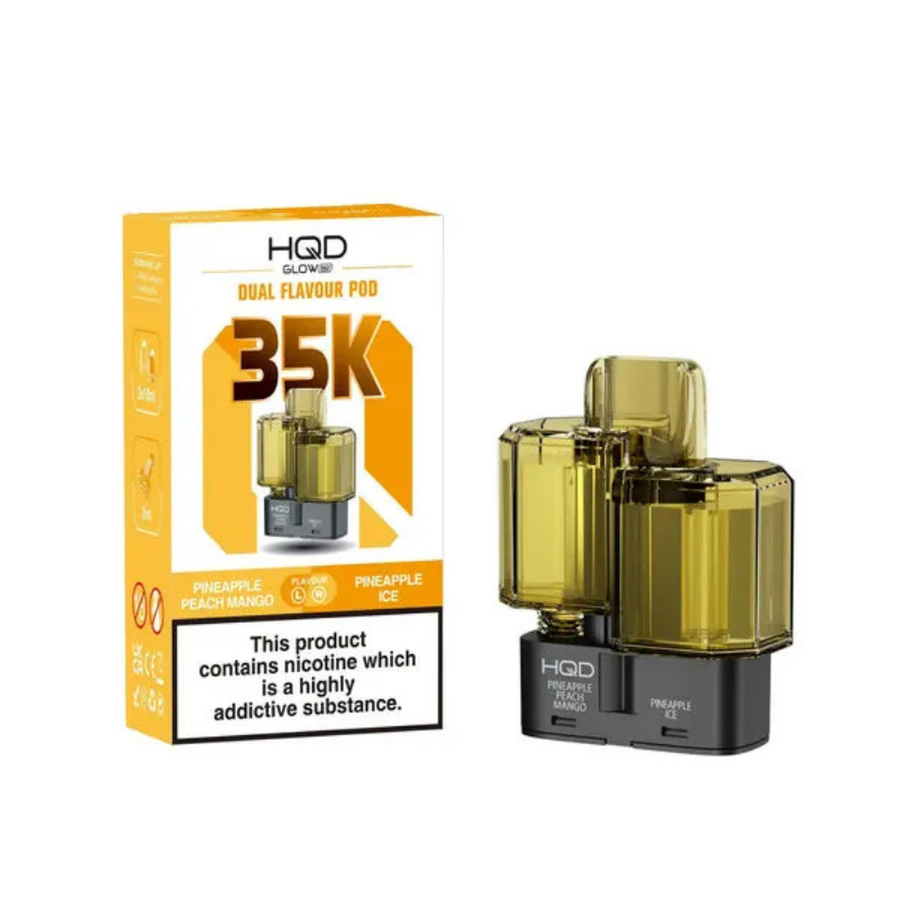 HQD Glow Air 35K Pineapple Peach Mango Pineapple Ice prefilled pod vape kit