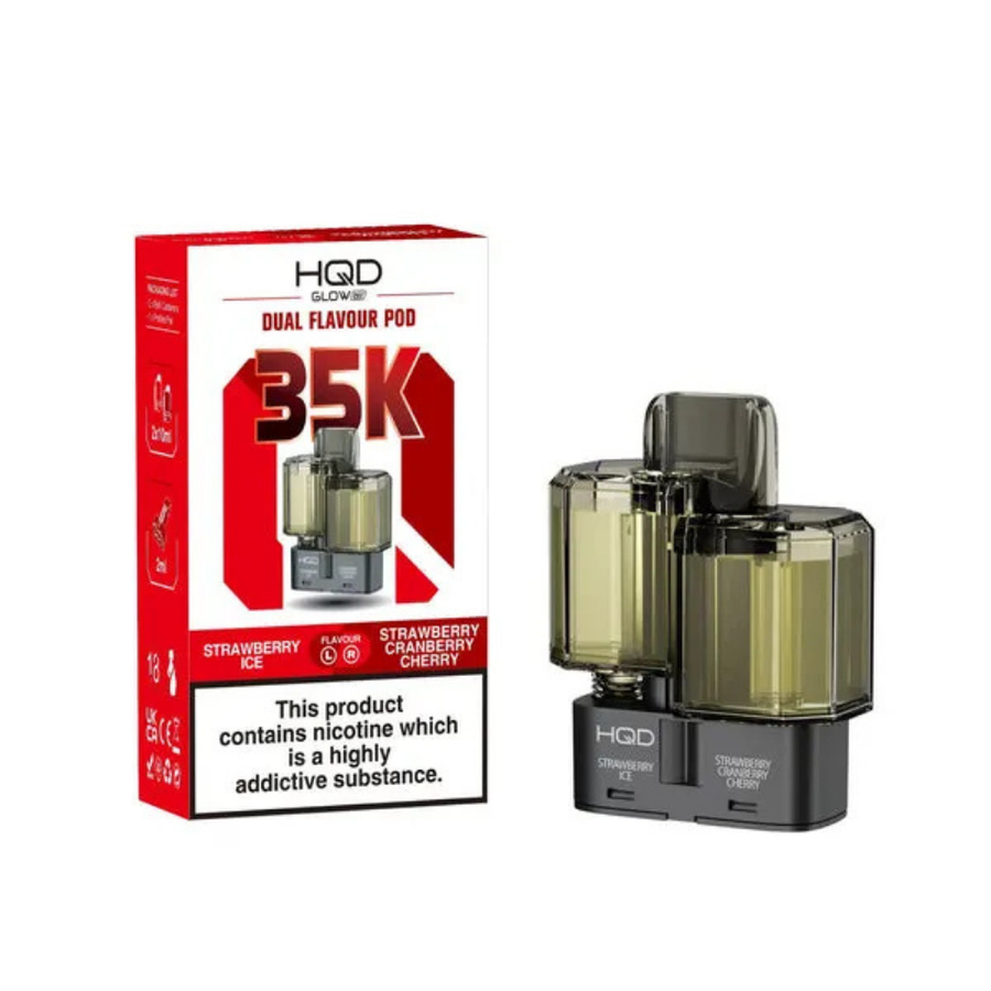 HQD Glow Air 35K Strawberry Ice Strawberry Cranberry Cherry prefilled pod vape kit