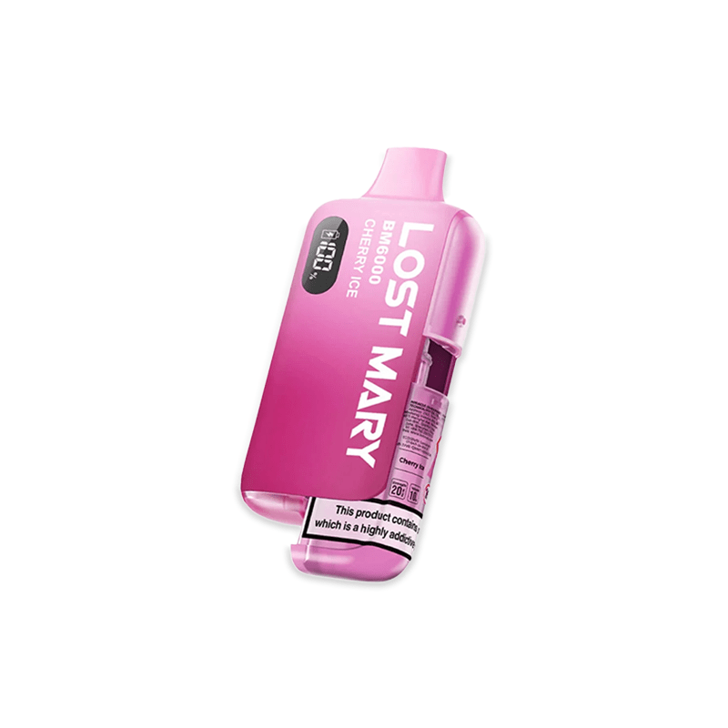 Lost Mary BM6000 Cherry Ice prefilled pod kit with red and icy blue design