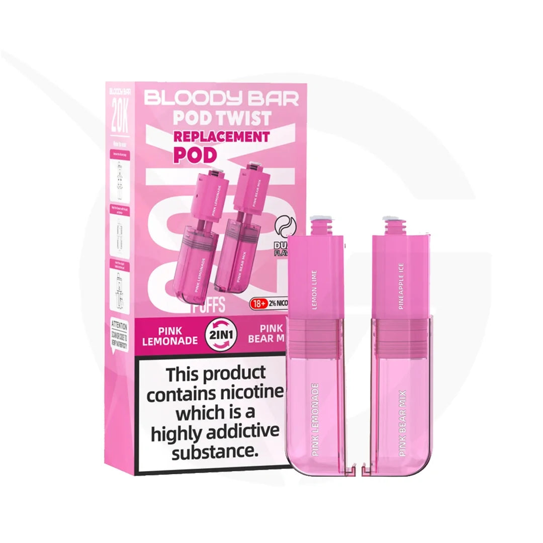 Bloody Bar 20K Pod Twist Pink Lemonade Pink Bear Mix prefilled pod vape kit