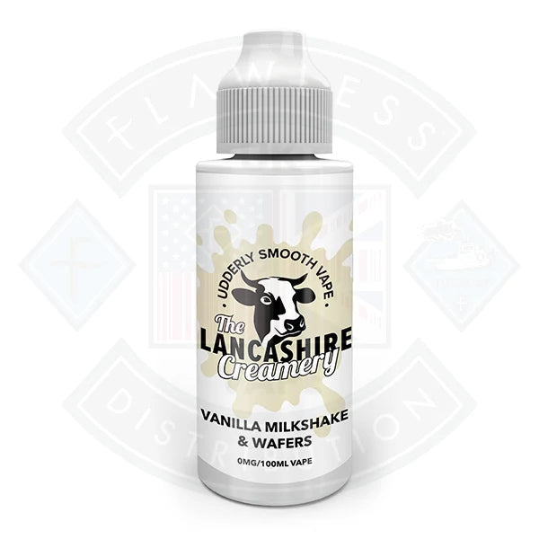 Lancashire Creamery 100ml Shortfill Vanilla Milkshake Wafers shortfill e-liquid