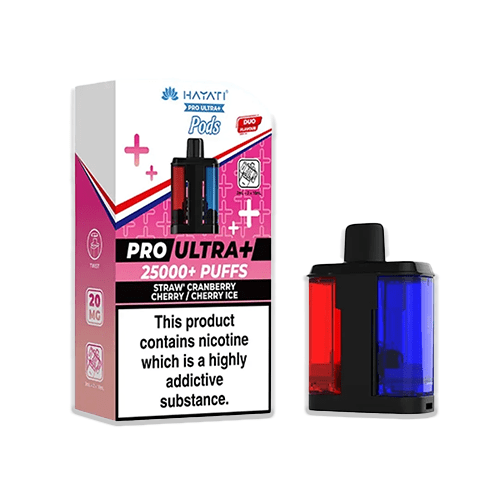 Hayati 25K Pod Straw Cranberry Cherry and Cherry Ice dual replacement pod