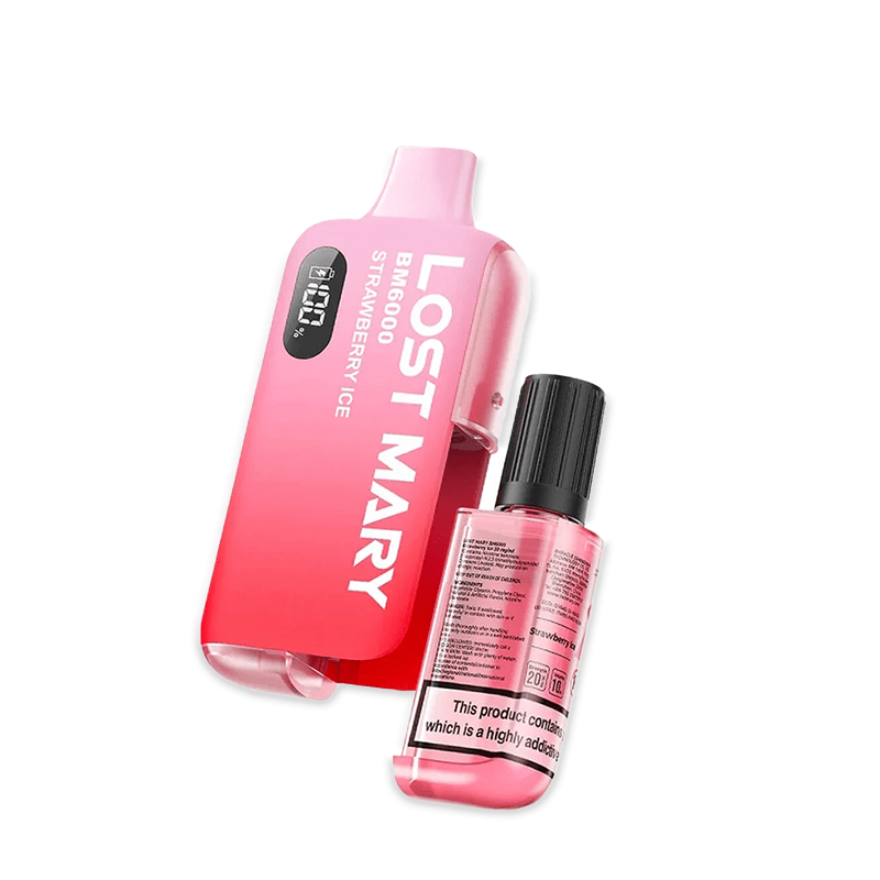 Lost Mary BM6000 Strawberry Ice prefilled pod kit with red and icy blue gradient