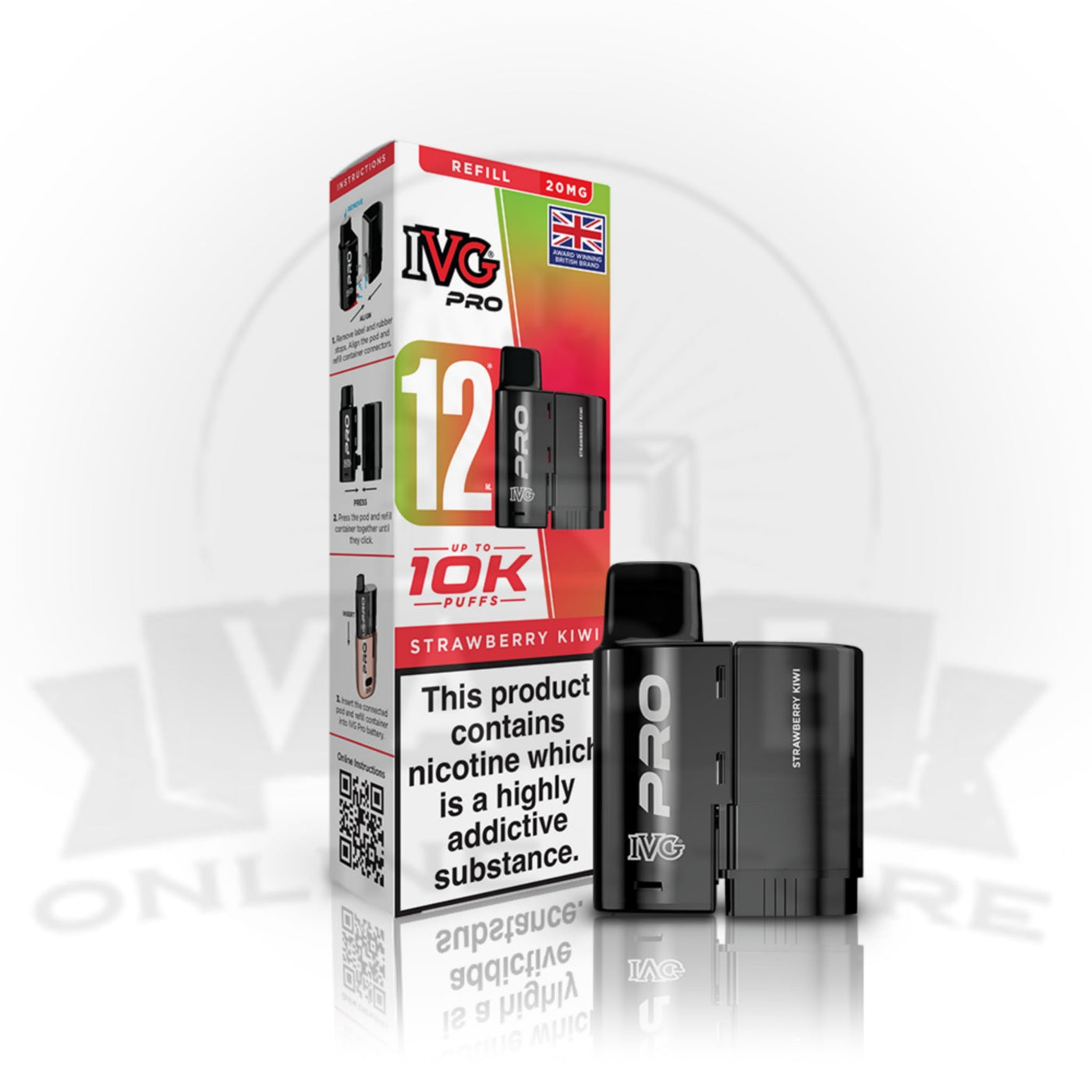 IVG Pro 12 Strawberry Kiwi prefilled pod vape kit