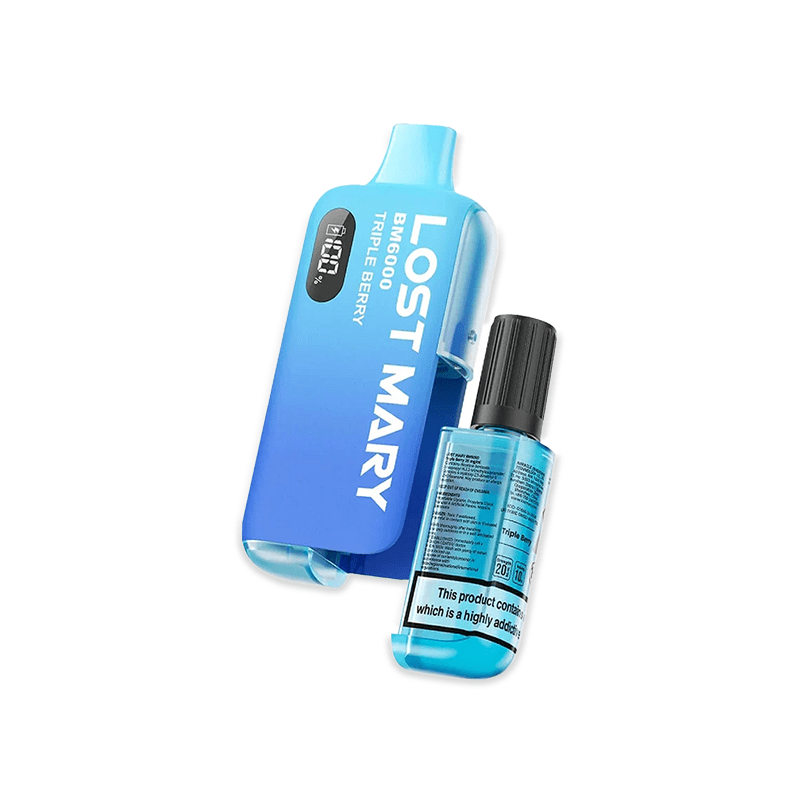 Lost Mary BM6000 Triple Berry prefilled pod kit with dark purple mixed berry design