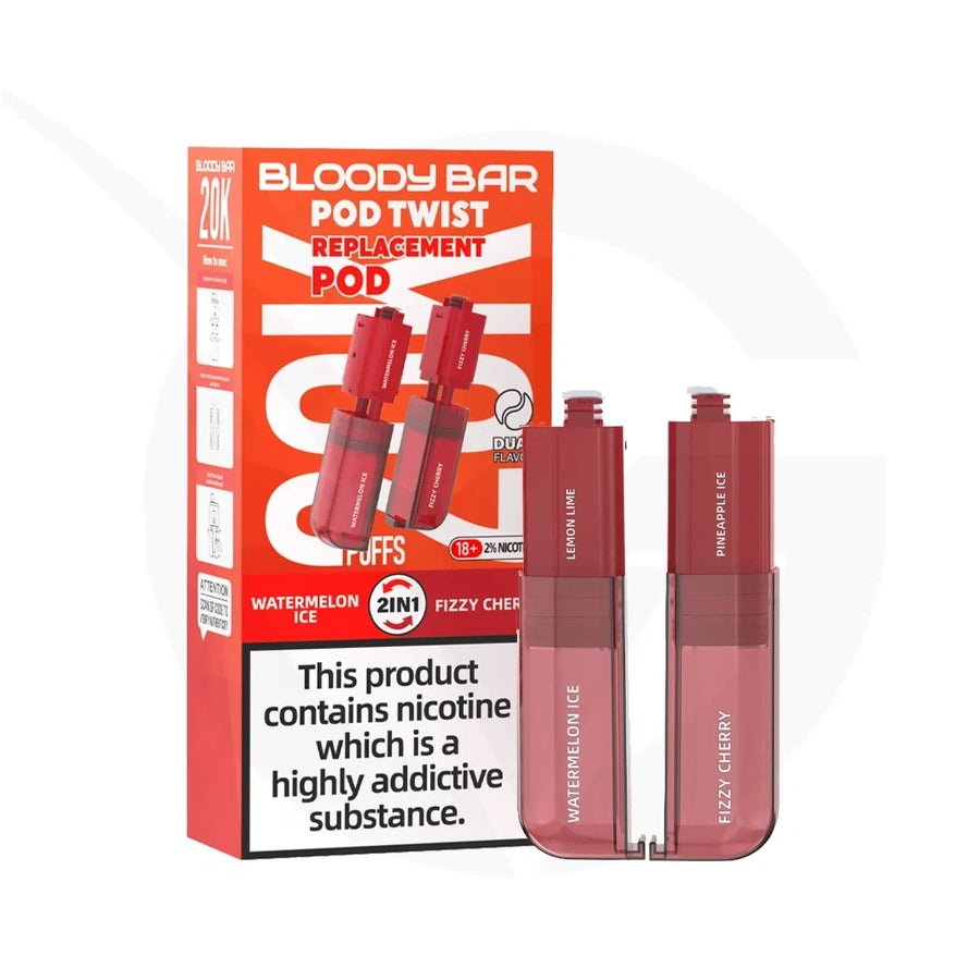 Bloody Bar 20K Pod Twist Watermelon Ice Fizzy Cherry prefilled pod vape kit