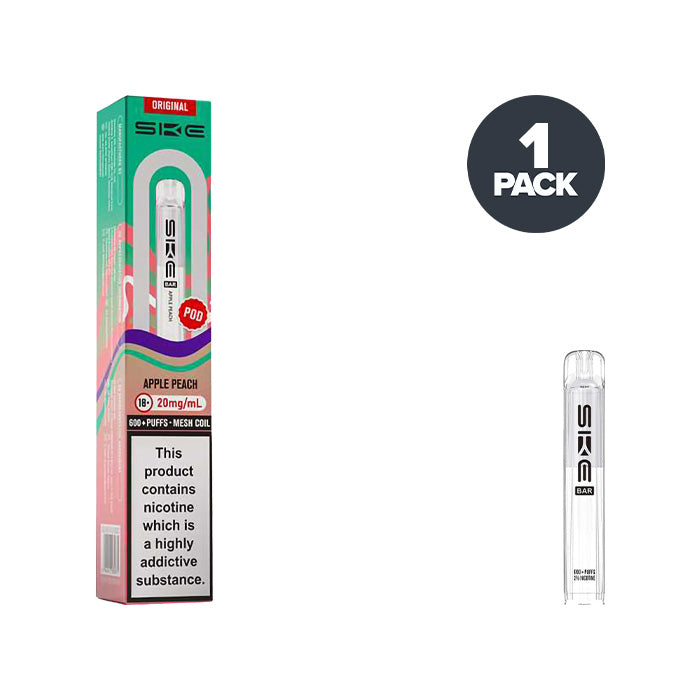 SKE Crystal Bar 600 Apple Peach prefilled pod vape kit
