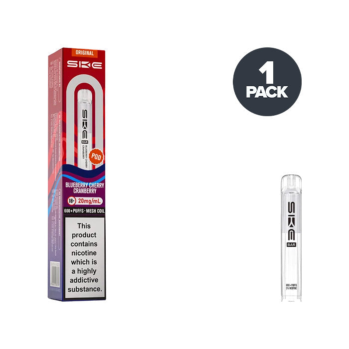 SKE Crystal Bar 600 Blueberry Cherry Cranberry prefilled pod vape kit