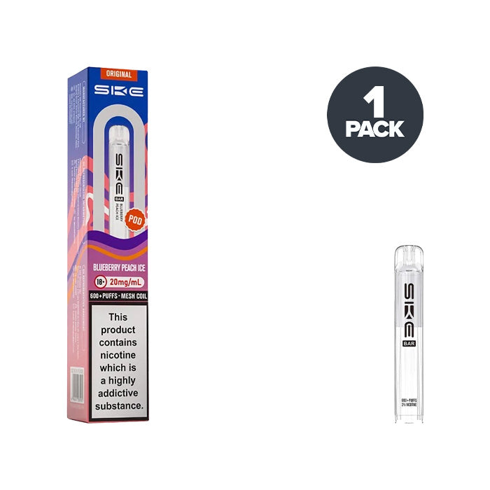 SKE Crystal Bar 600 Blueberry Peach Ice prefilled pod vape kit