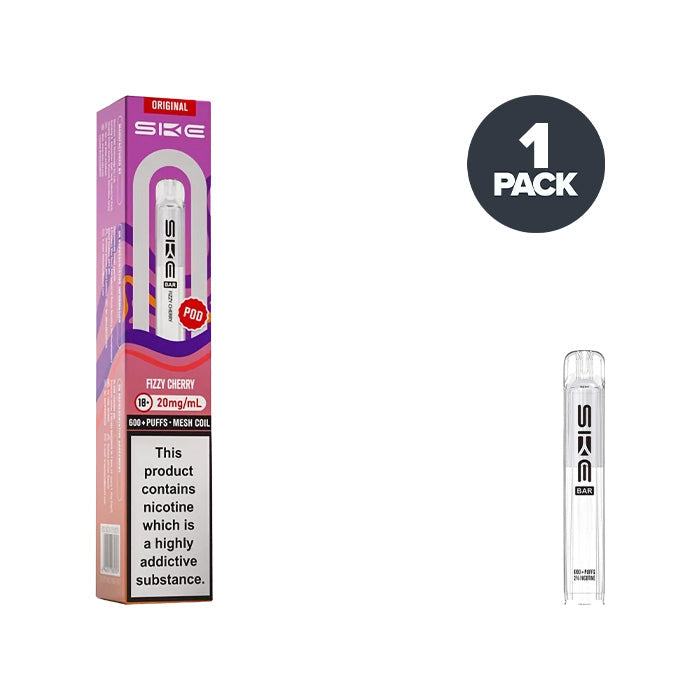 SKE Crystal Bar 600 Fizzy Cherry prefilled pod vape kit