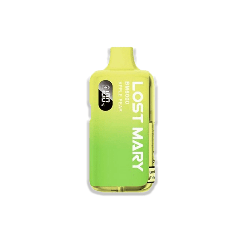 Lost Mary BM6000 Apple Pear prefilled pod kit in green and cream packaging