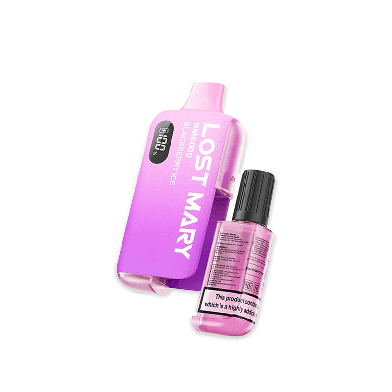Lost Mary BM6000 Blackberry Ice prefilled pod kit with dark purple and blue design