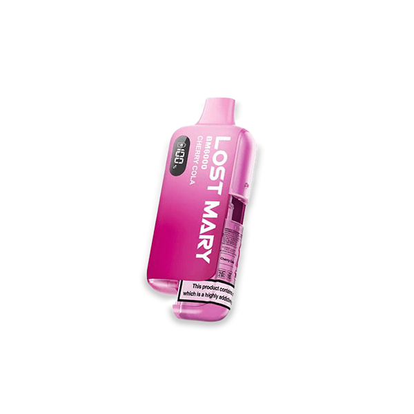 Lost Mary BM6000 Cherry Cola prefilled pod kit with dark red and brown packaging