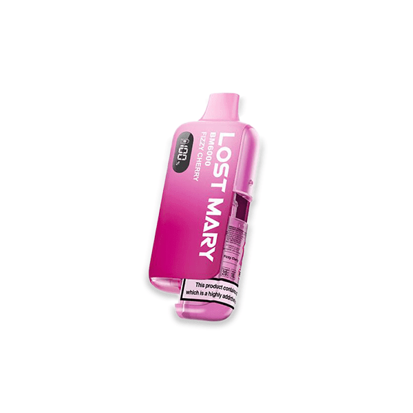 Lost Mary BM6000 Fizzy Cherry pod kit with sparkling red cherry soda design