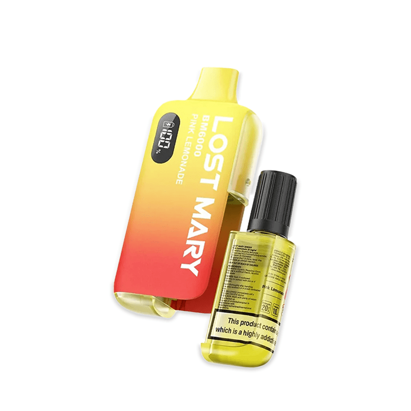Lost Mary BM6000 Pink Lemonade pod kit with pink and yellow lemonade design