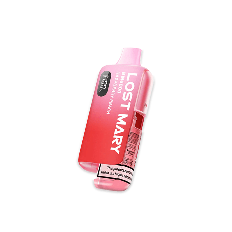 Lost Mary BM6000 Raspberry Peach pod kit with red raspberry and peach gradient design