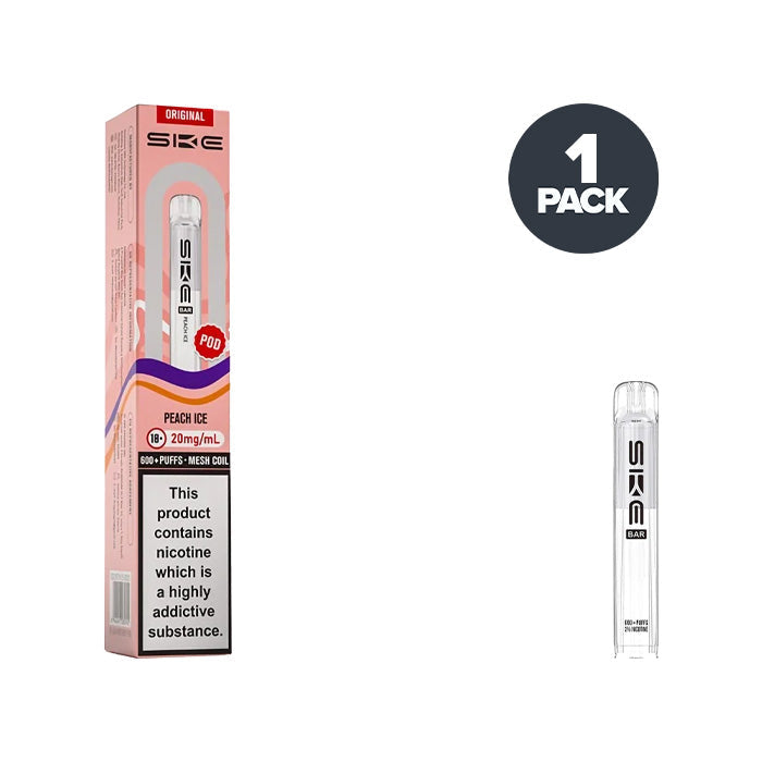 SKE Crystal Bar 600 Peach Ice prefilled pod vape kit