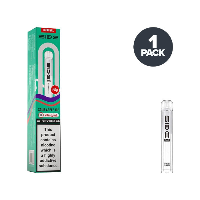 SKE Crystal Bar 600 Sour Apple Ice prefilled pod vape kit