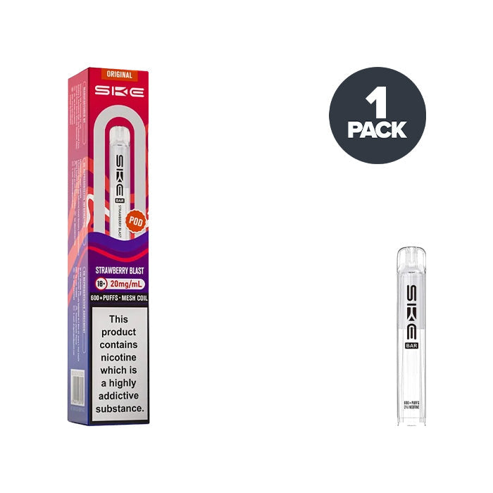 SKE Crystal Bar 600 Strawberry Blast prefilled pod vape kit