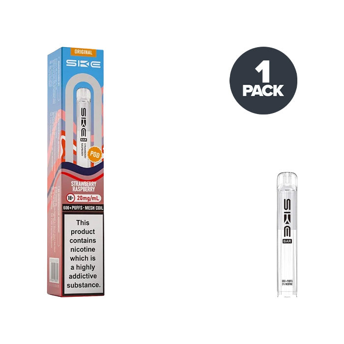 SKE Crystal Bar 600 Strawberry Raspberry prefilled pod vape kit
